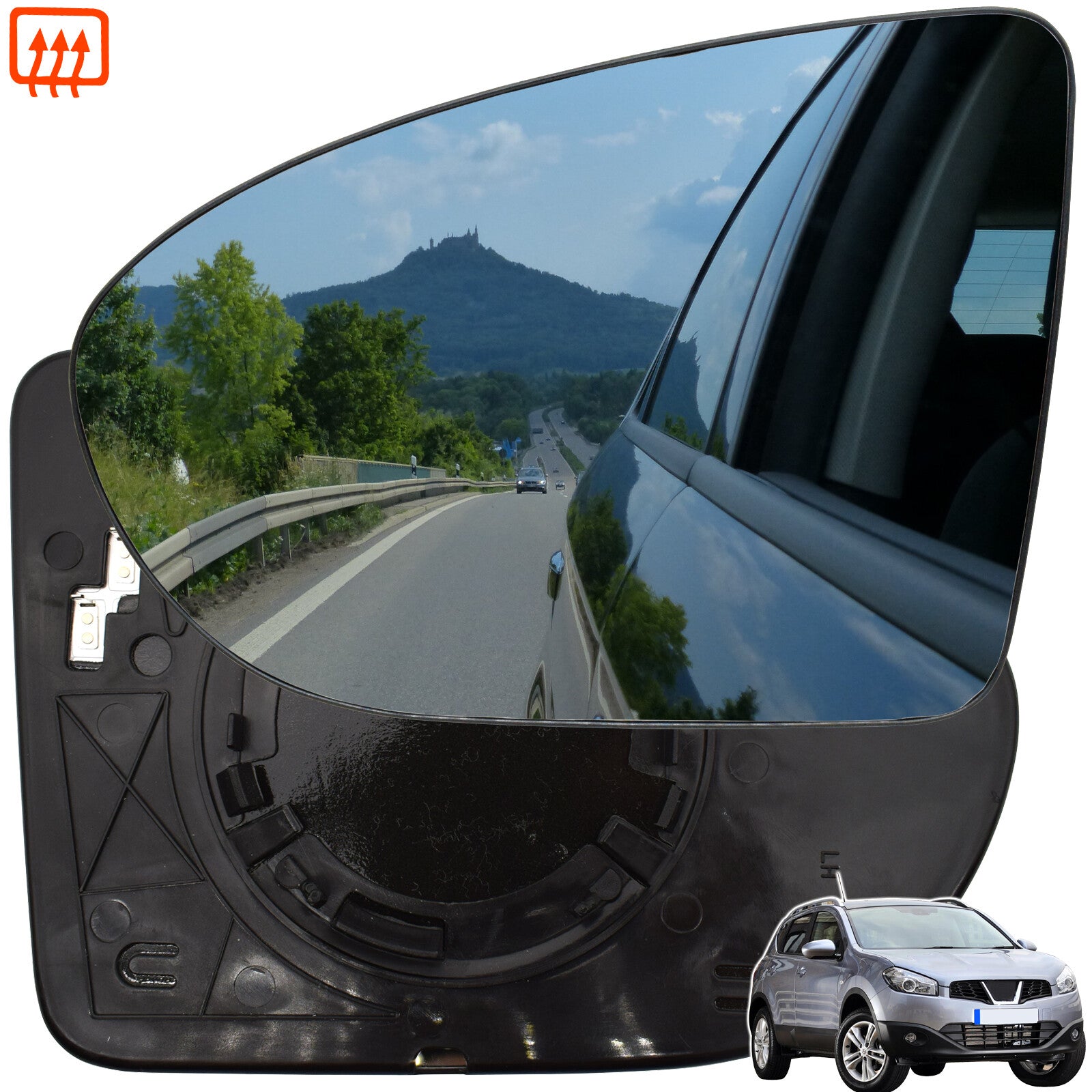 for Nissan Dualis J10 06-13 Passenger Side Wing Mirror Glass Heated Back Plate Q