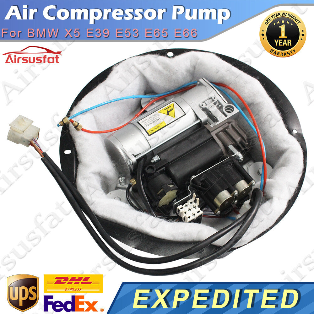 for BMW X5 E39 E53 E65 E66 2-Corner Air Compressor w/Valve Block+Bracket Cover