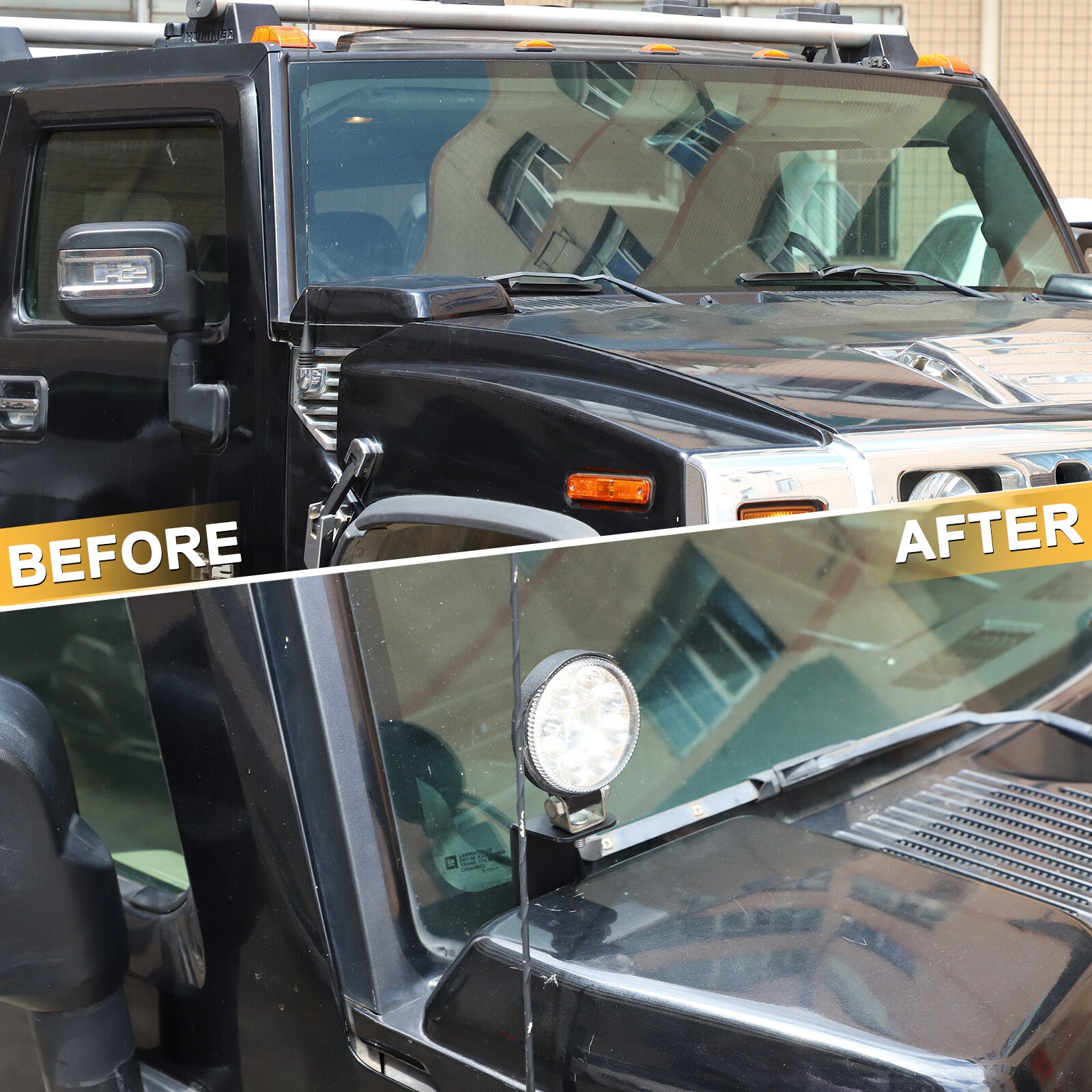 Side A-pillar type shaded light strip mounting bracket suitable for Hummer H2 2003-2009 2 pieces - n