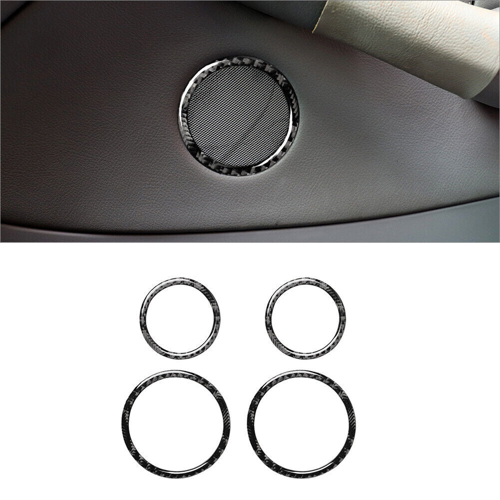 4PCS CARBON FIBER INDOOR DOOR SPEAKER COVER TRIM for BMW 3Series E46 1998-2005