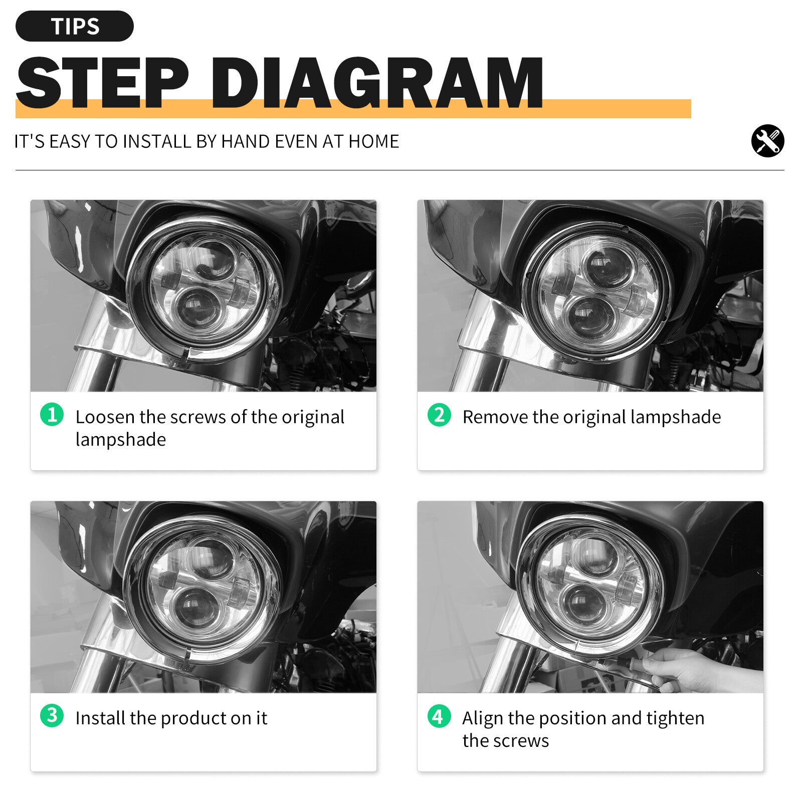 7 Headlight Lamp Trim Ring Bezel Visor Fit for Harley Touring FLHR 94-23 FLHX