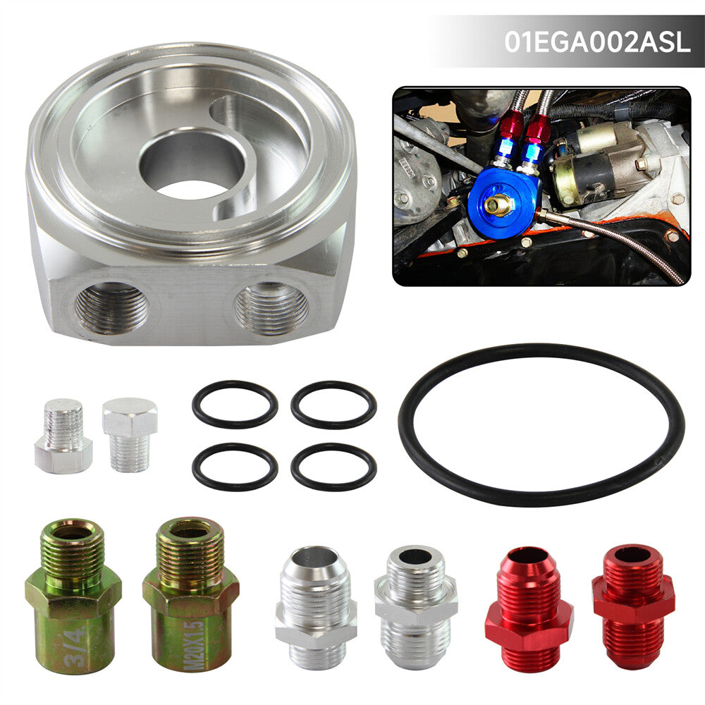 Universal Aluminum Oil Cooler Oil Filter Sandwich Adapter Plate 1/8 NPT 10AN AN8