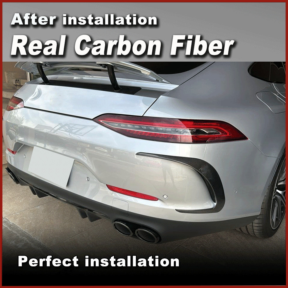 for Mercedes-Benz GT X290 GT43 GT50 53 REAL Carbon Rear Bumper Fins Canards