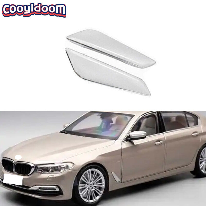 2-Piece Chrome Front Door Fender Cover Trim for BMW 5 Series G30 2018-2022 ABS