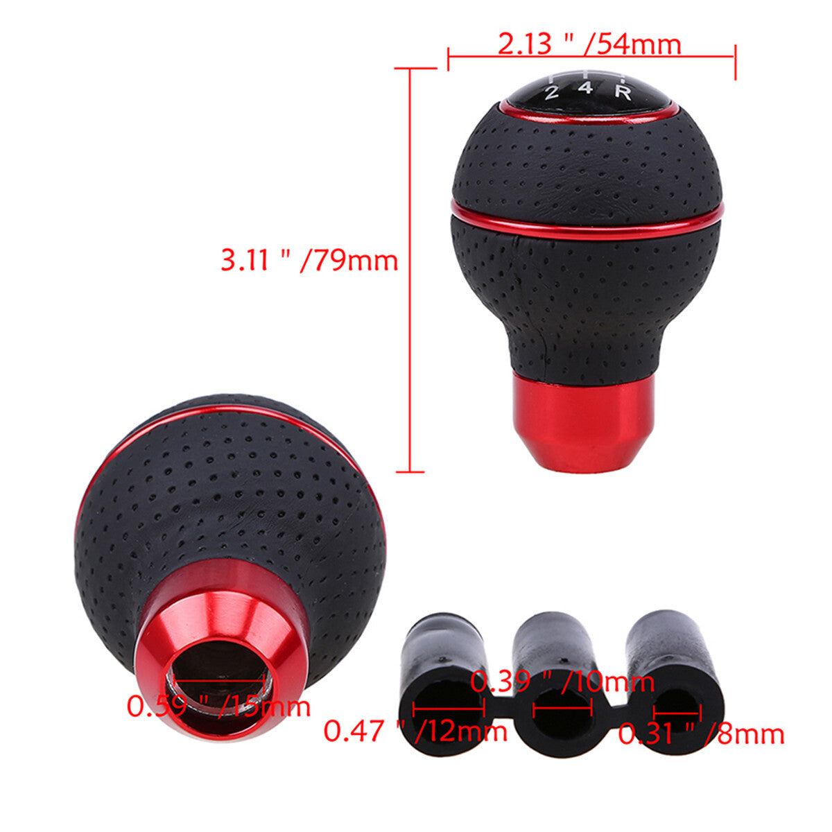 5-Speed Type-R Style Manual Leather Aluminum Gear Stick Shift Shifter Knob Q