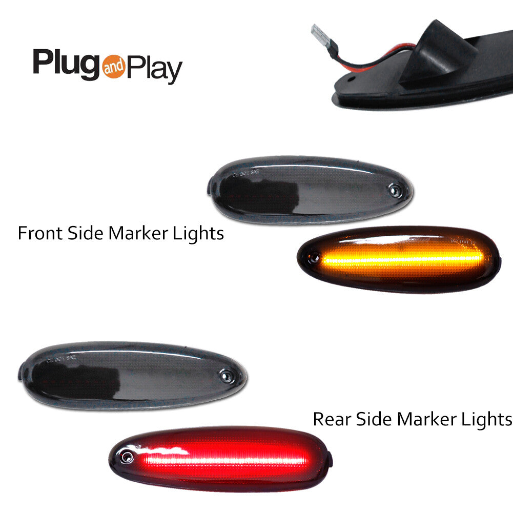 For 2002 - 05 for Thunderbird Smoked Lens LED Side Marker Light Front and Rear Kit - v