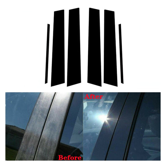 6Pcs For 2007-2011 for Toyota for Camry Piano Black Door Window Pillar Post Cover Trims