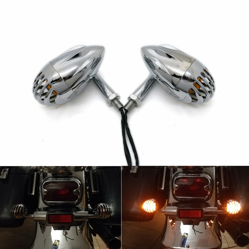 Chrome Motorcycle Bullet Turn Signal Indicator Light for Harley Chopper Custom Q
