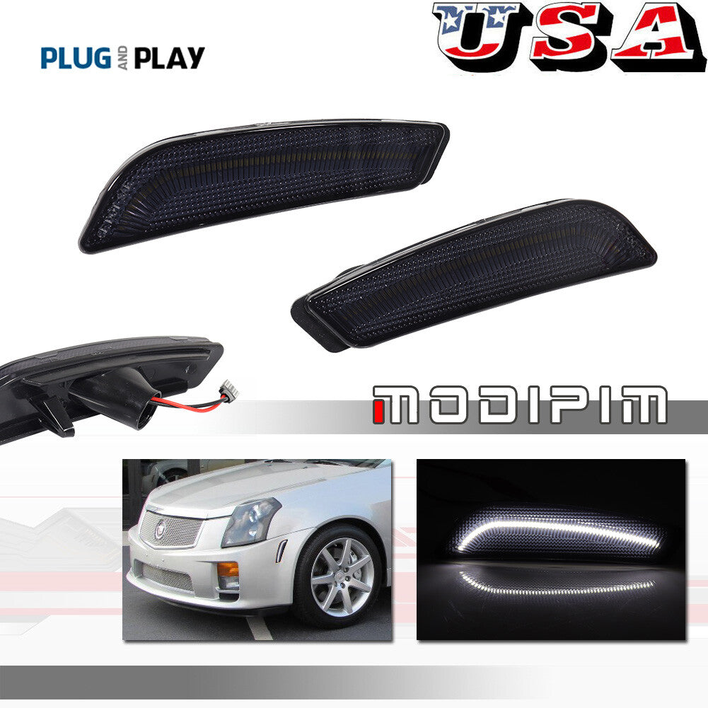 Suitable for 03-07 for Cadillac CTS CTS V front marker light, smoke lens, white LED light- v