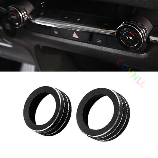 2P for Mazda CX-30 CX30 20-24 Black Aluminum Central Console Ac Knob Cover Trim