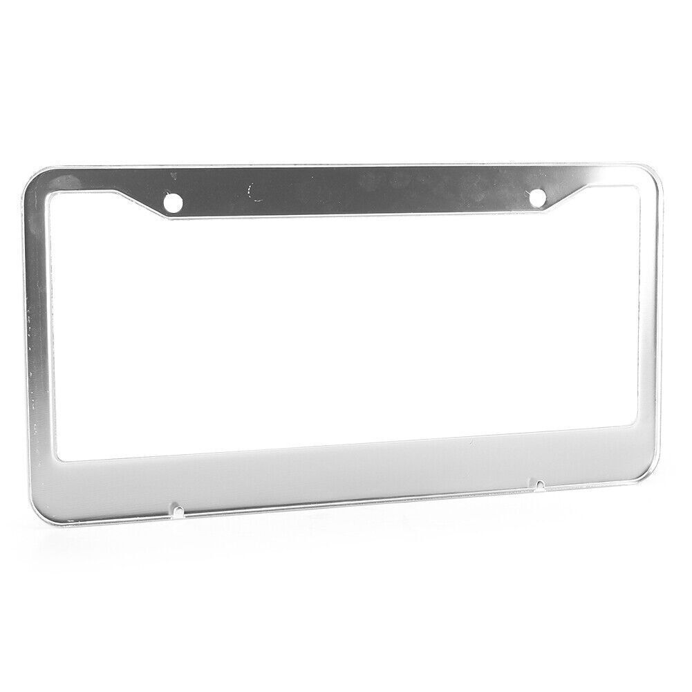 License Plate Frame Tag Cover with Screw Caps Stainless Steel Metal Pair