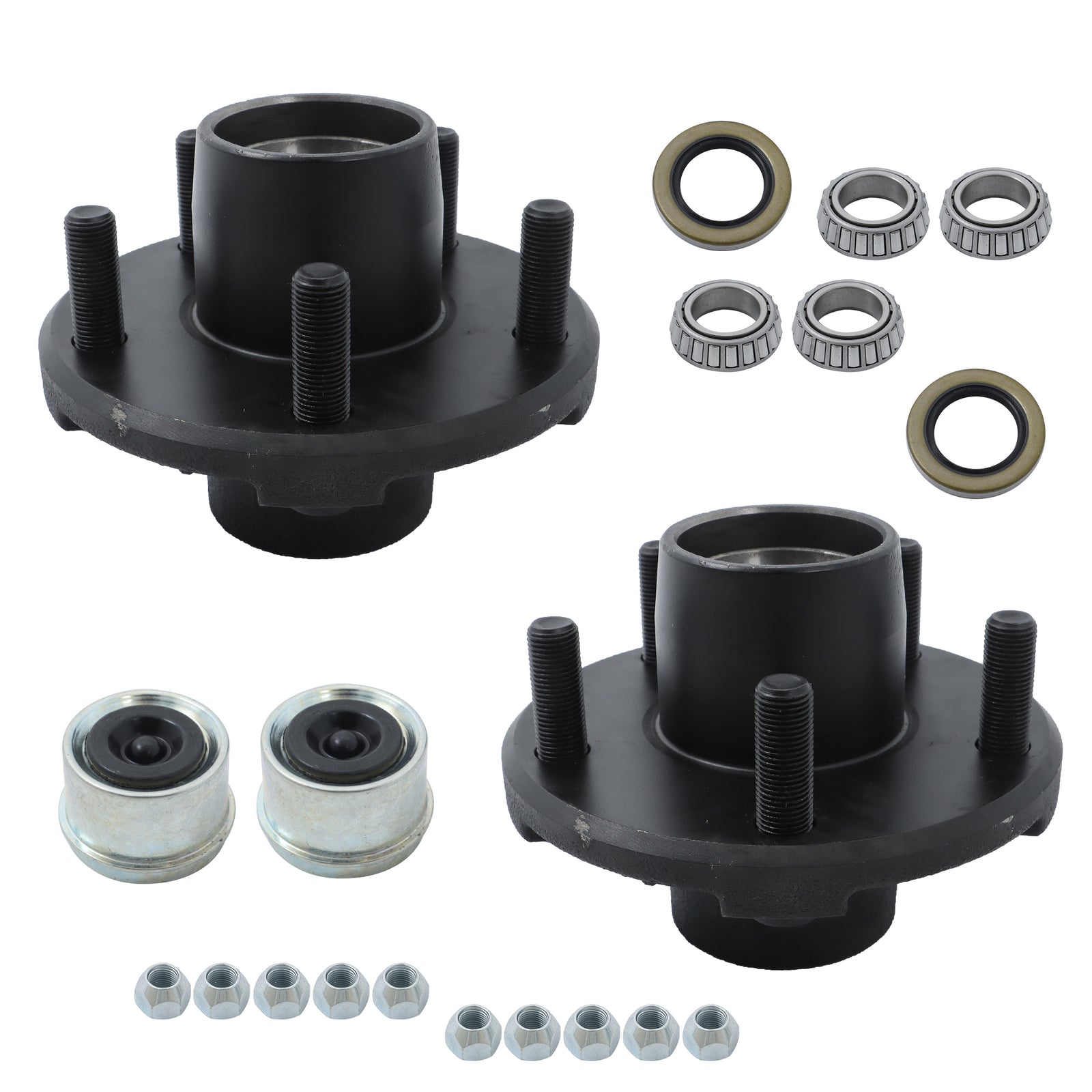 2 Trailer Freewheel Hub Kits, 5 pairs of 4.5-inch wheels for 2000 lb axles, 1-1/16 bearings. n