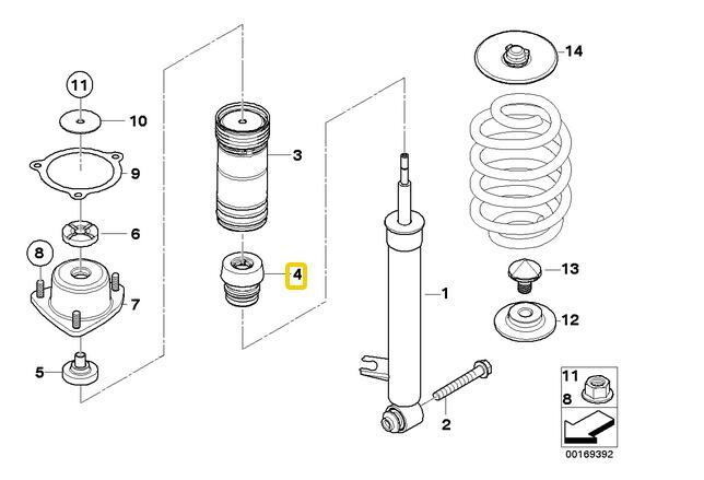 One rear shock absorber strut bumper suitable for X5, E70, X6, and E71 (06-13) n