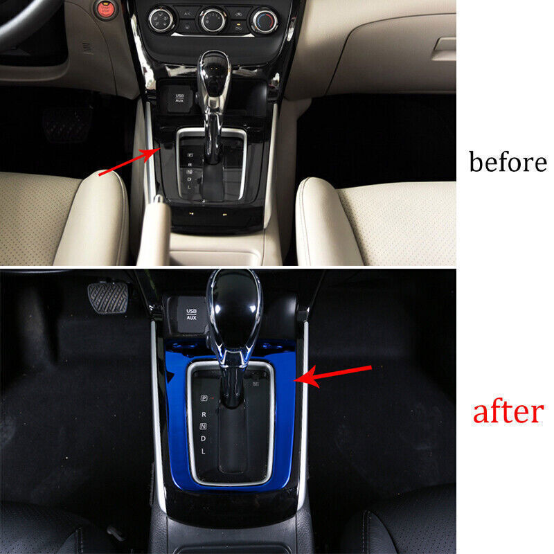 Console Gear Shift Frame Cover Trim 1PCS for Nissan Sentra 2013-2019 Blue Steel