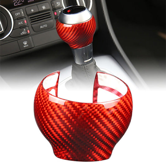 Carbon Fiber Gear Shift Knob Cover Trim for Audi Q3 2013-2018 2017 2016 2015 Red