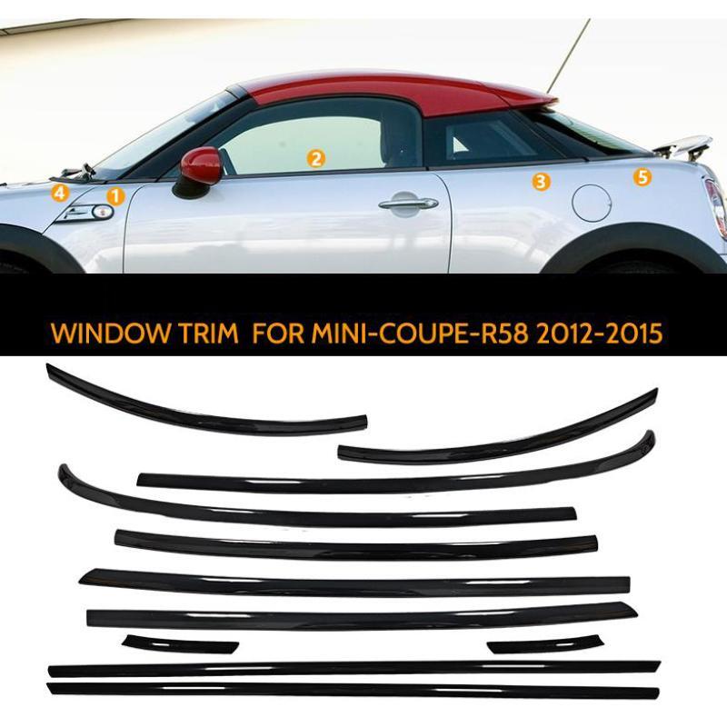 Gloss Black for MINI Cooper Coupe R58 2012-2015 Stainless Car Window Trim Strip n
