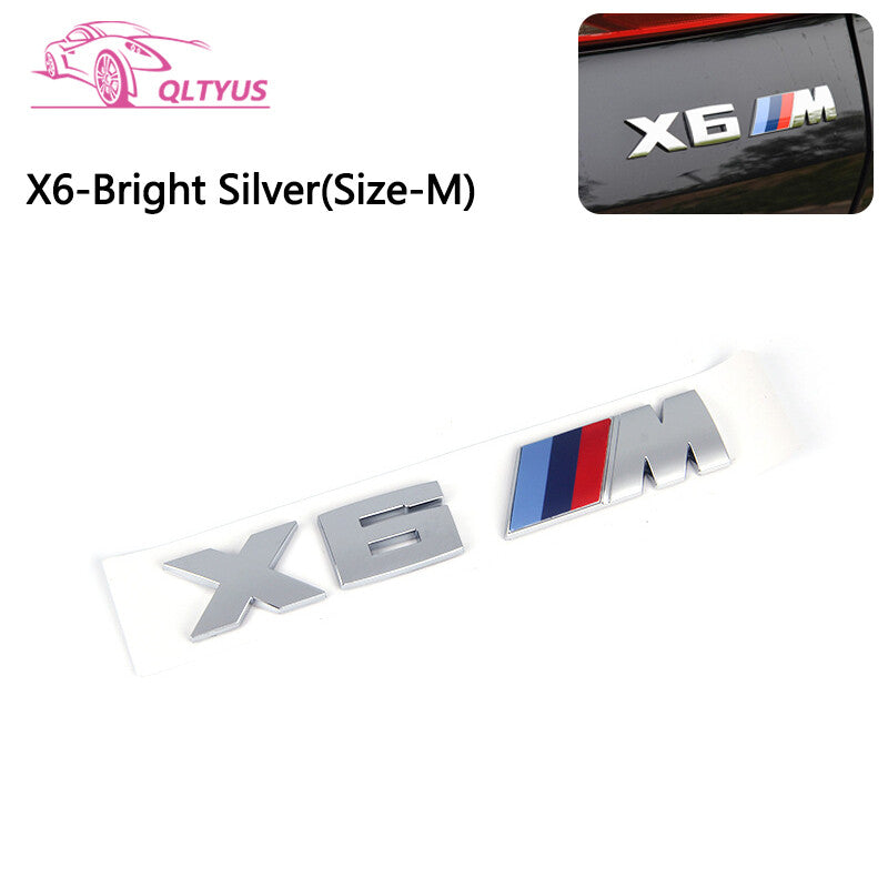 for BMW M Series X6M Trunk Emblem Size Middle Lettering Decal Badge Set Silver