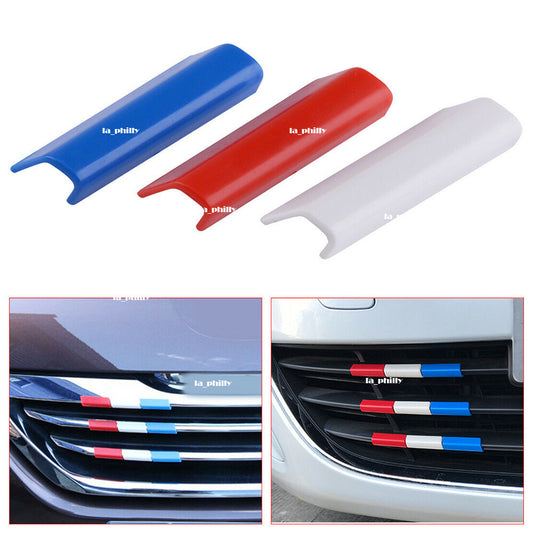 3x France Grille Cover Flag Trim Color Front Fits for Peugeot 308 408 Replacement