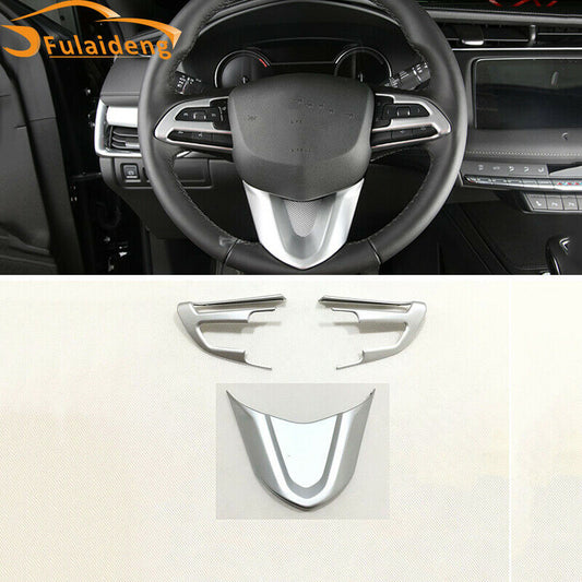 for Cadillac XT4 2018-2021 Matte Silver ABS Steering Wheel Button Cover Trim 3PC