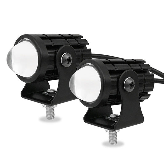2-Piece Motorcycle Headlight LED Driving Fog Lights, Amber/White Projector Lights, 12-80V n