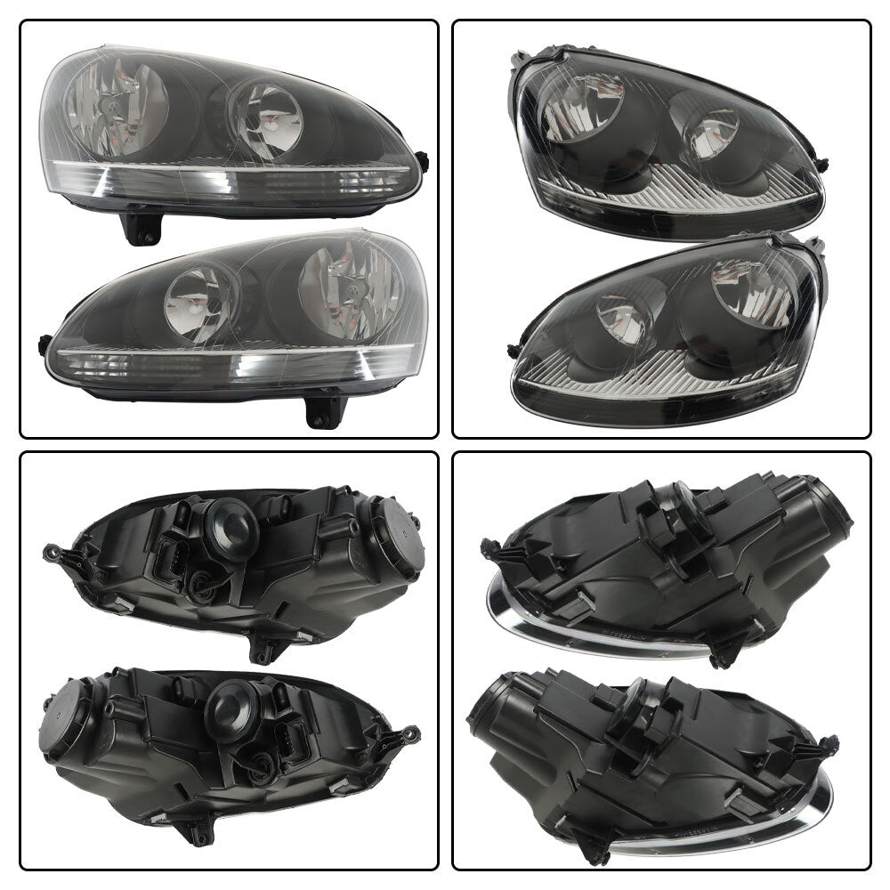 Suitable for 2006-2009 for Jetta headlight assemblies with left and right transparent halogen lamps. n