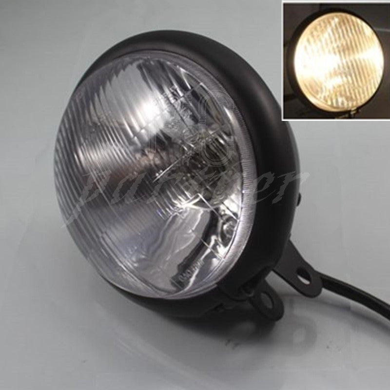 Black Motorcycle Metal Retro Headlight Fits for Harley Cafe Racer Bobber Custom Q