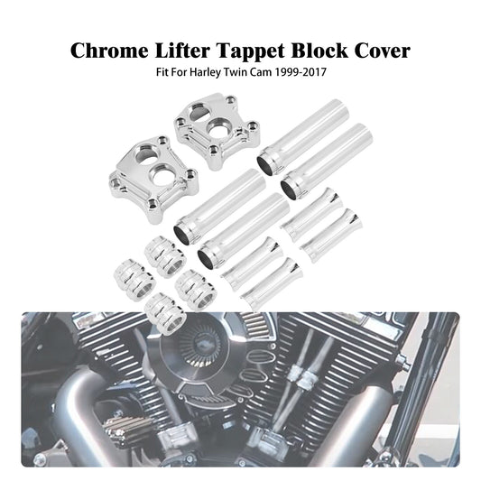 Chrome Engine Pushrod Tube Lifter Tappet Block Cover for Harley Touring Twin Cam Q