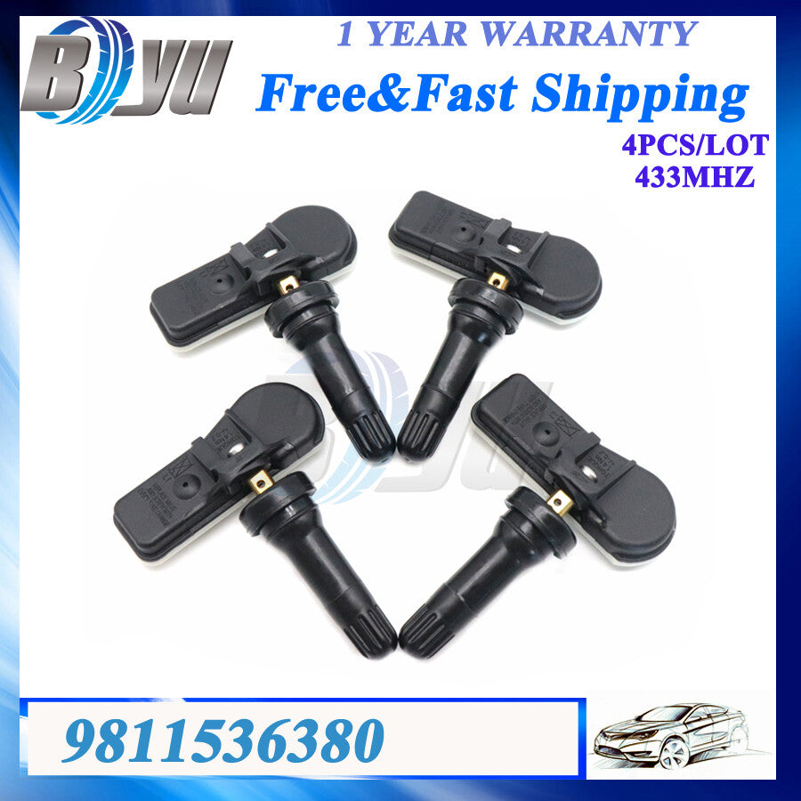 Tire Pressure Monitor Sensors 433MHz 4X TPMS Sensor for Citroen B9 C4 for Peugeot
