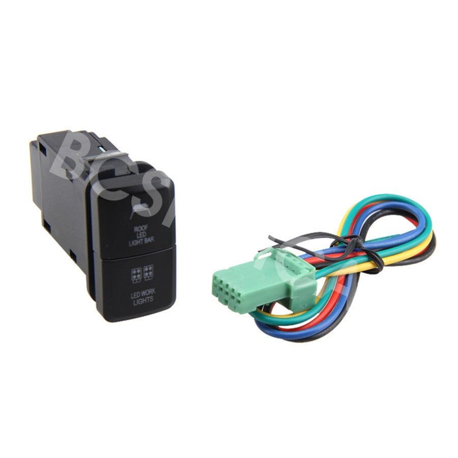 Car Dual LED Light Bar On-Off Push Switch Button Fit for TOYOTA HILUX 2005-2014