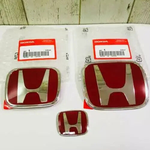 3PCS Front Rear Steering JDM Red H Badge Fit for CIVIC Sedan 2016-2021 4Dr NEW