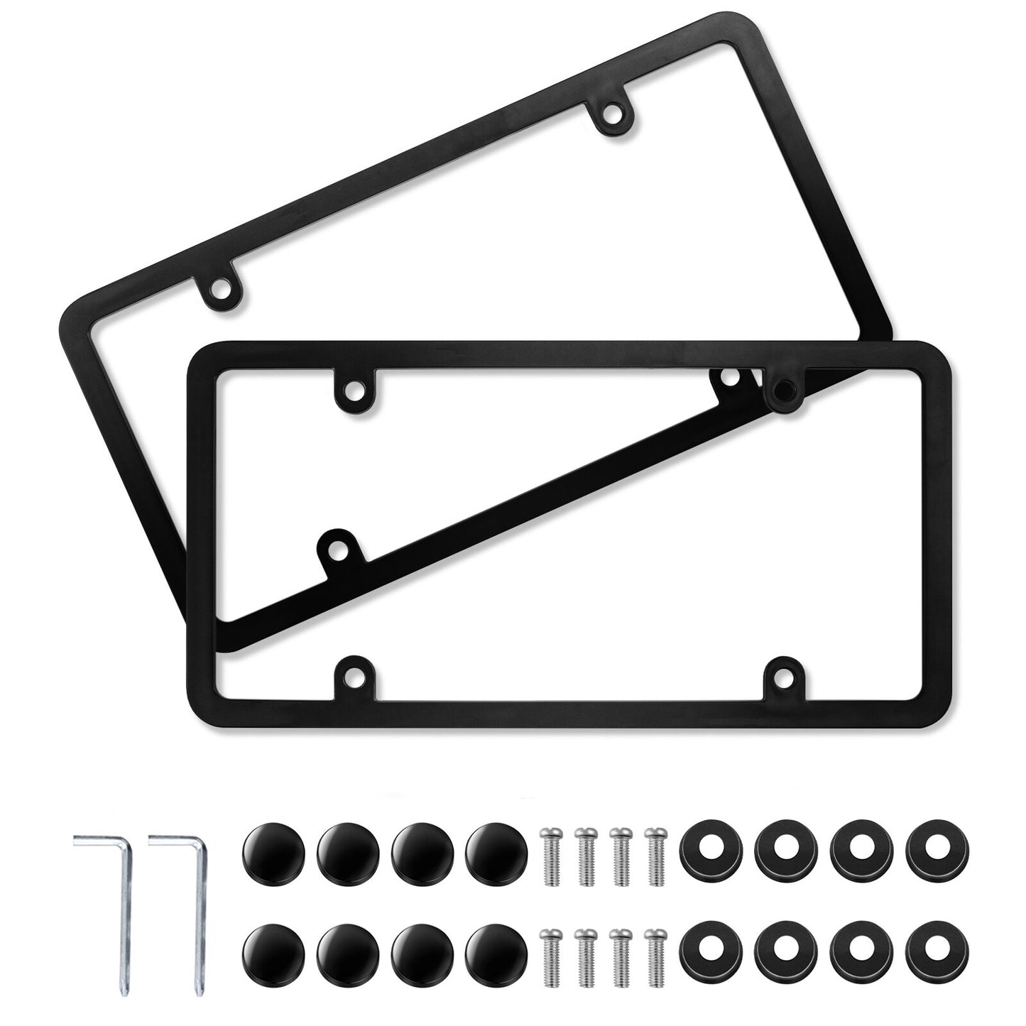 Unbreakable license plate frame screw cap washer with 4 holes, front and rear universal. Q