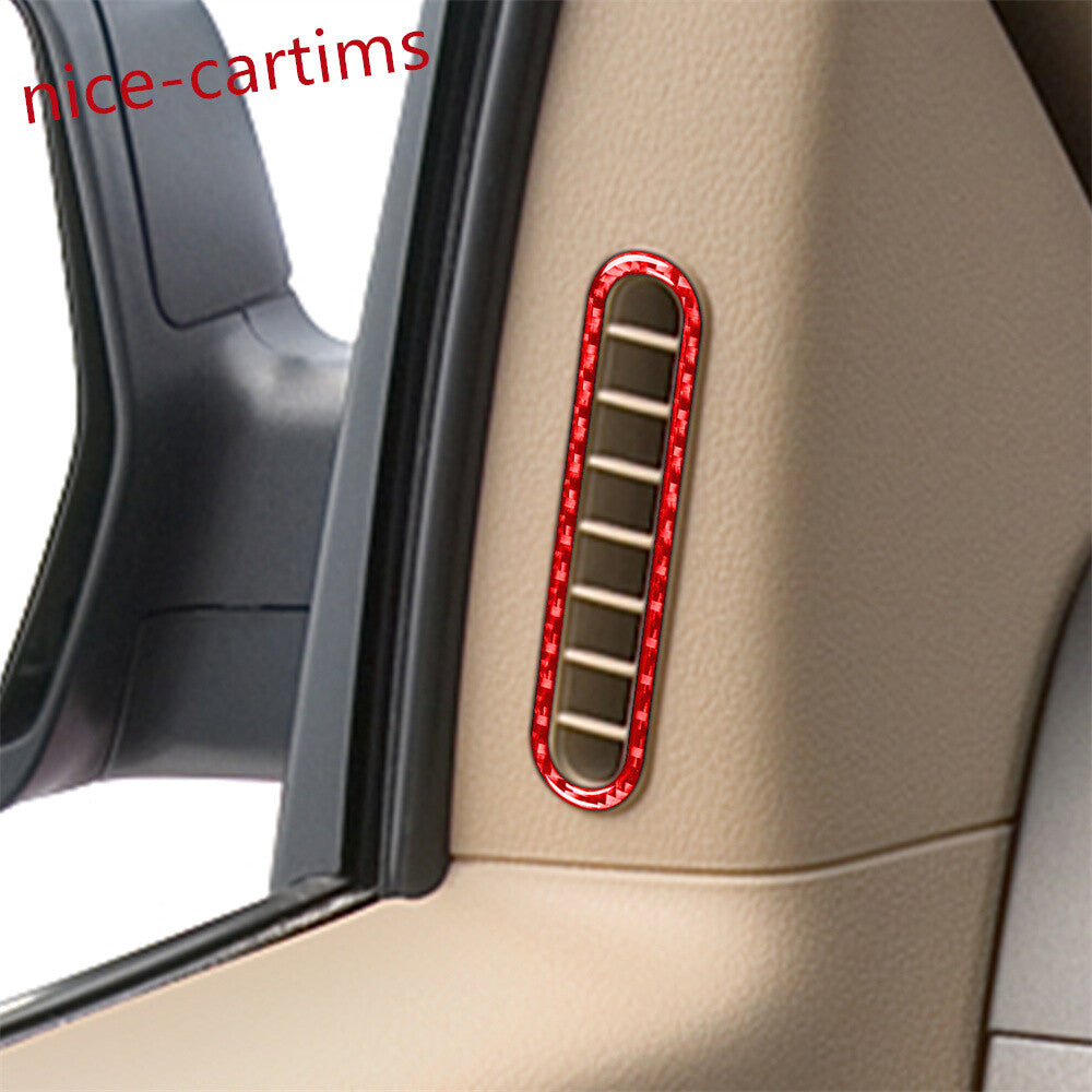 Red Carbon Fiber Front Door Air Vent Outlet Ring Cover for Ford F150 FX4 2004-08