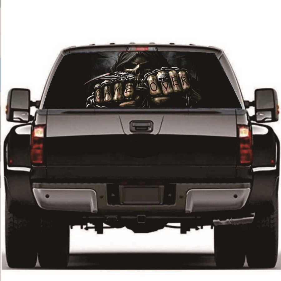 53 x 14in Grim Reaper Skull Window Graphic Decal Sticker Car Truck Accessories