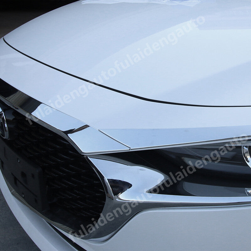 for Mazda 3 Axela 2019-2024 Chrome Front Hood Bonnet Grille Lip Guard Cover Trim