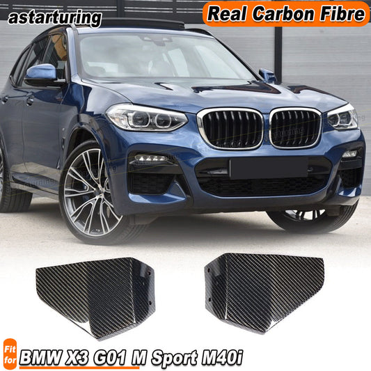 for BMW X3 G01 M Sport M40i 18UP REAL Carbon Front Bumper Canards Fins Splitters