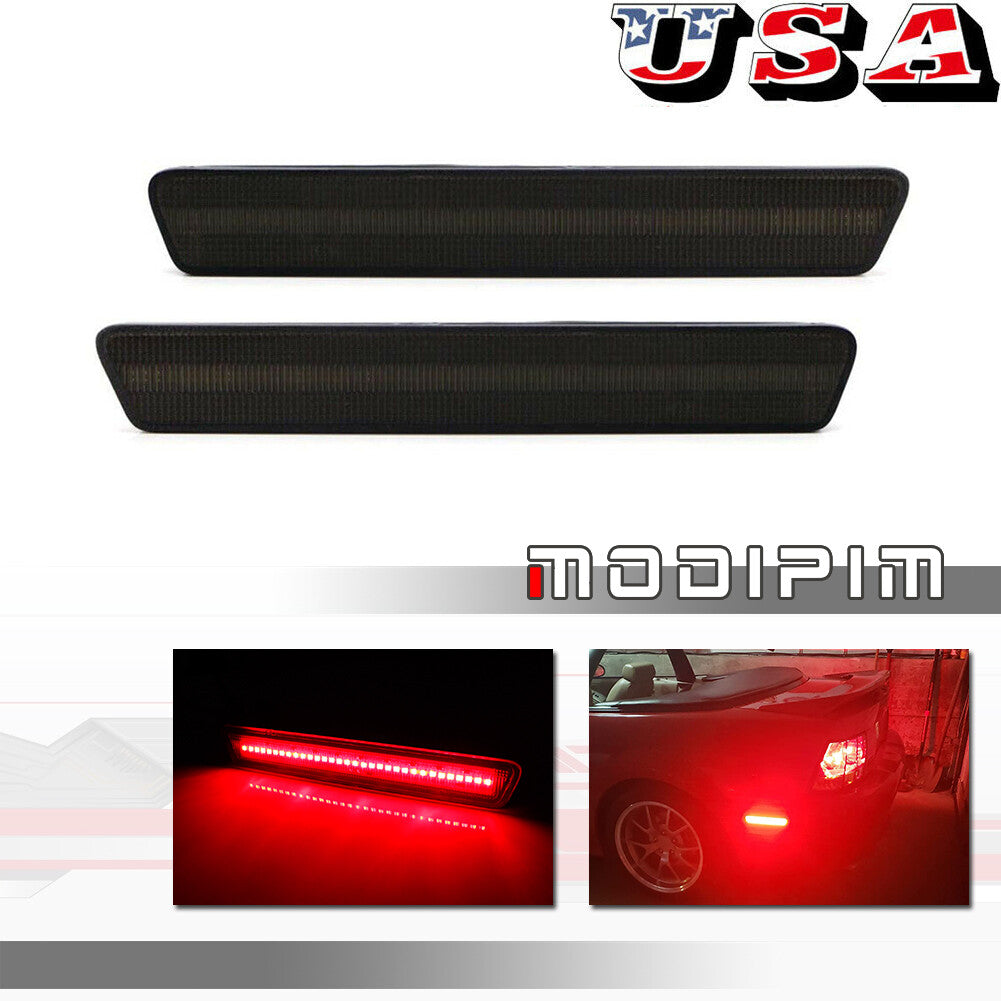Smoked Lens Red LED Rear Side Marker Indicator Lights for 1999 - 2004 for Mustang - v