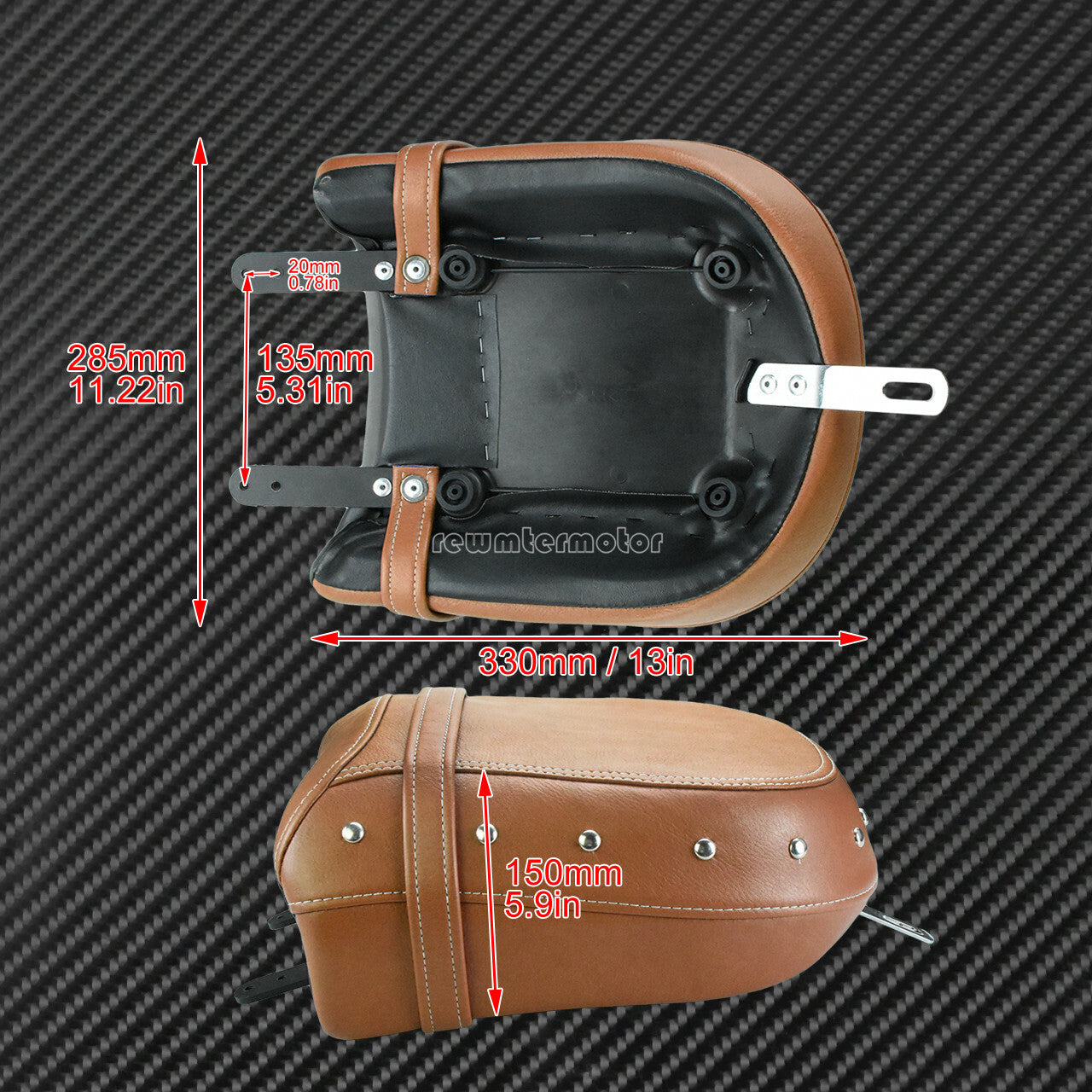 Brown Rear Passenger for Seat Pillion Pad Fit For Indian Chief Dark Horse Roadmaster