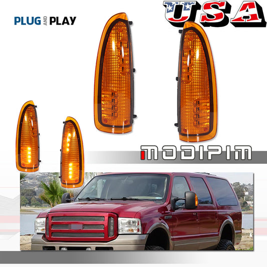 Suitable for 2003-2007 F250 F350 F450 F550 Super Duty yellow LED amber side mirror light- v