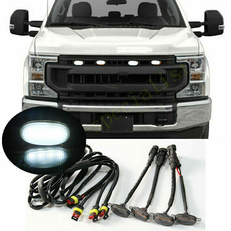 for Ford F-250 F-350 F-450 white Style Front Grill LED Marker Light Kit