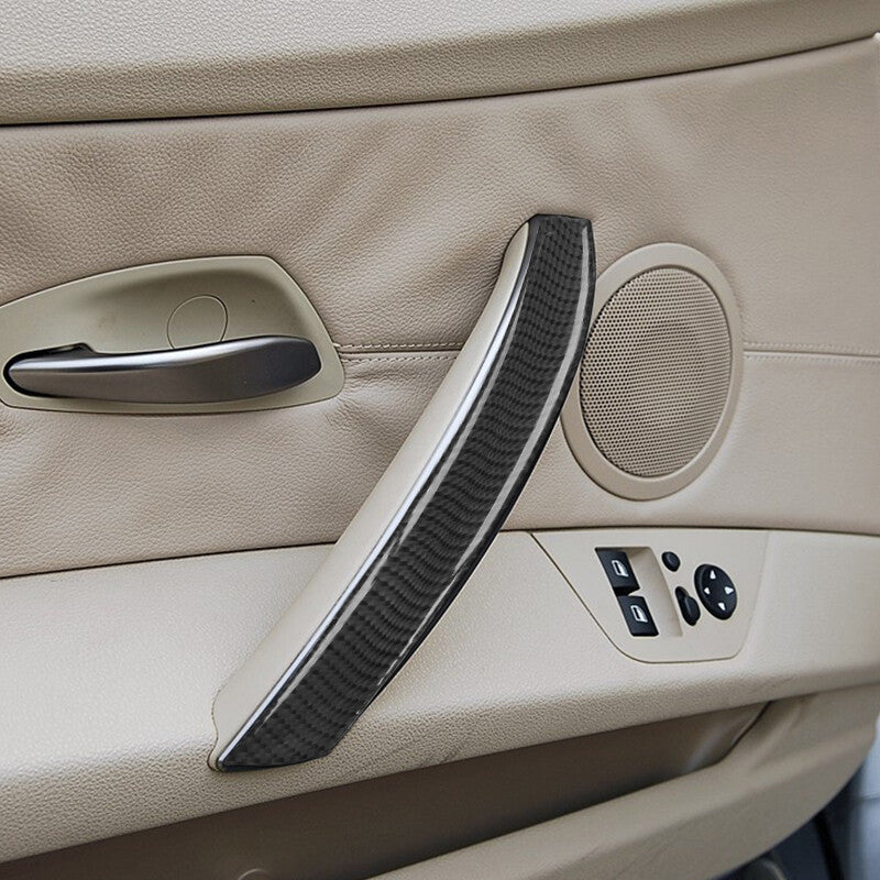 2-Piece Carbon Fiber Interior Door Handle Cover Trim for BMW Z4 E85 2003-2008