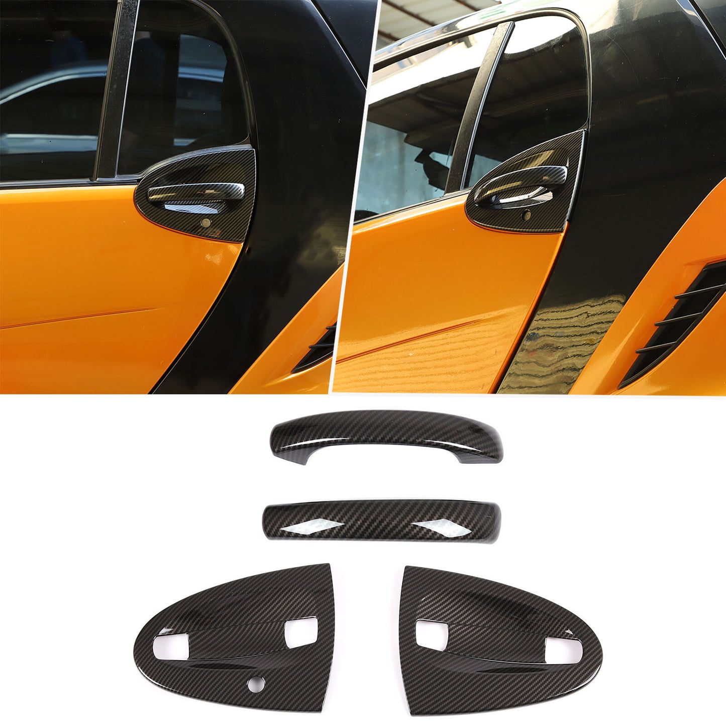 Car door handle protector kit with protective film for Smart ForTwo 2007-2015 carbon fiber ABS. n