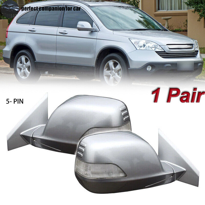 2-Pack Silver 5-inch Side Door View Mirrors for Honda CRV CR-V RE1 RE2 RE4 2007-2011