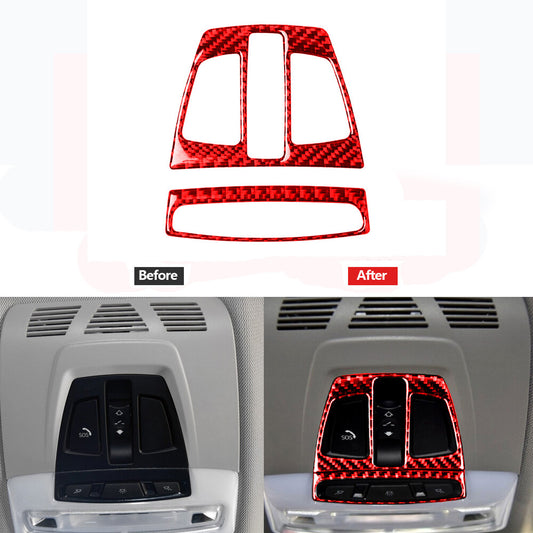 Red Carbon Fiber Reading Light Panel Frame Trim Cover for BMW F20 F30 F34 F32 X5
