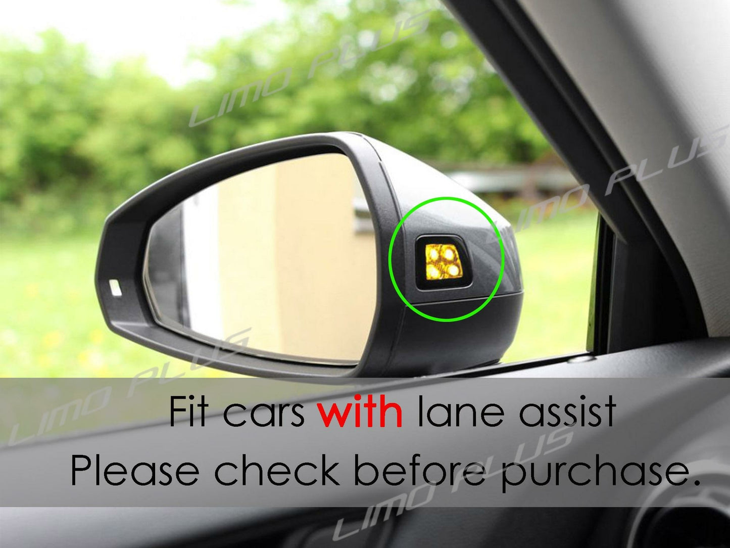 Gloss Black Mirror Cover Caps for 2014-2020 for AUDI A3 8V S3 RS3 w/ Lane Assist Q