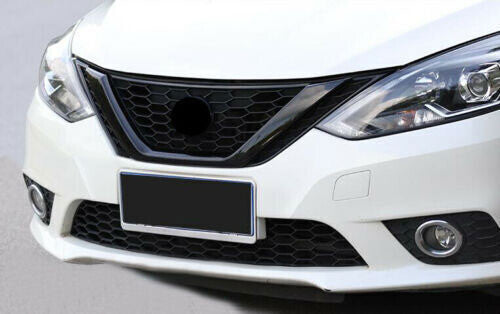 for Nissan Sentra 2016 2017 2018 2019 ABS Black Front grill Frame Cover Trim 1x