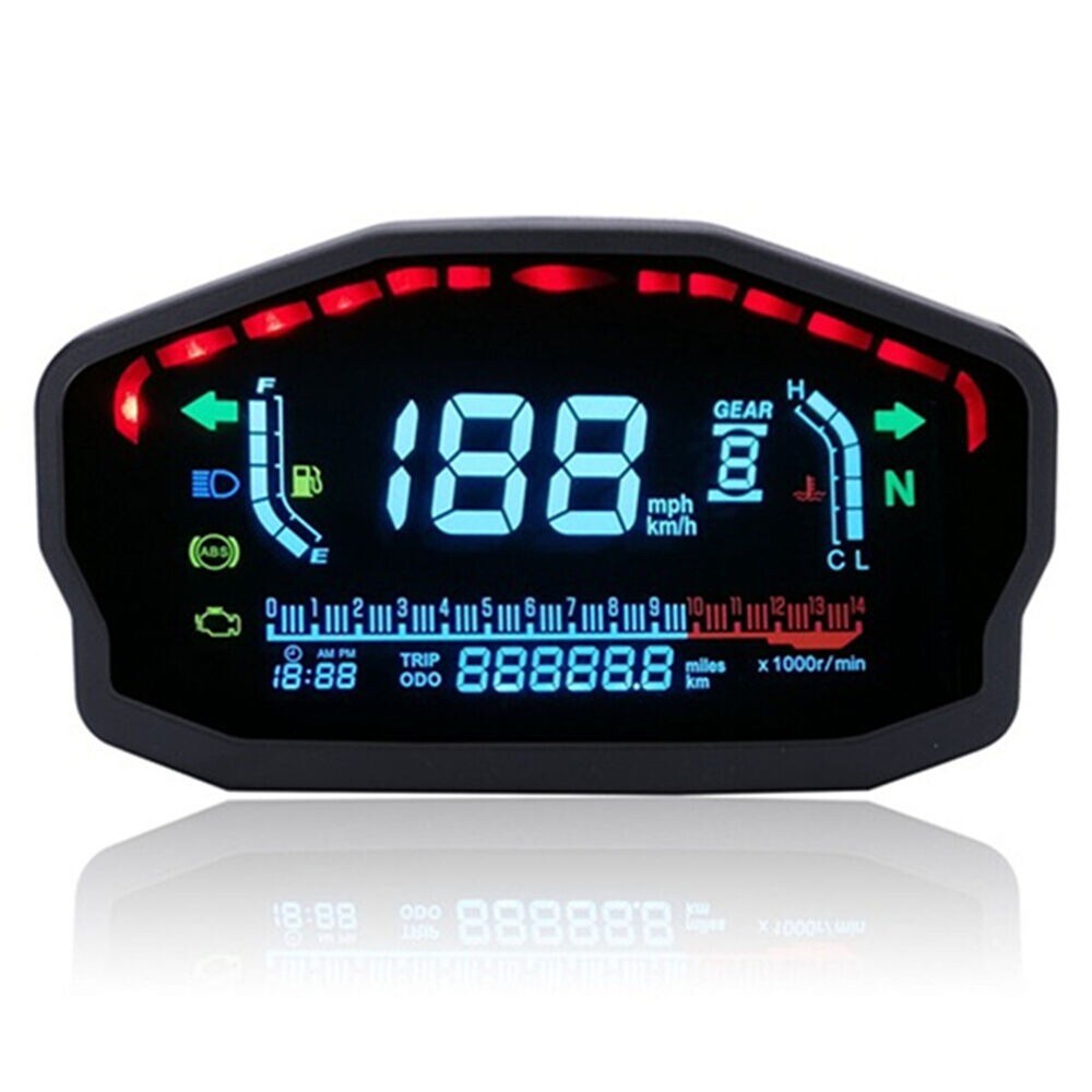 LCD Digital Motorcycle Odometer Speedometer Tachometer KM/H MPH Gauge Universal. n