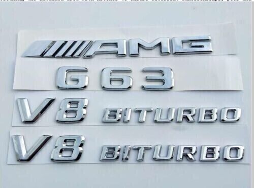 Chrome  G63 AMG V8 BITURBO  Letters Trunk Embl Badge Sticker for AMG G63