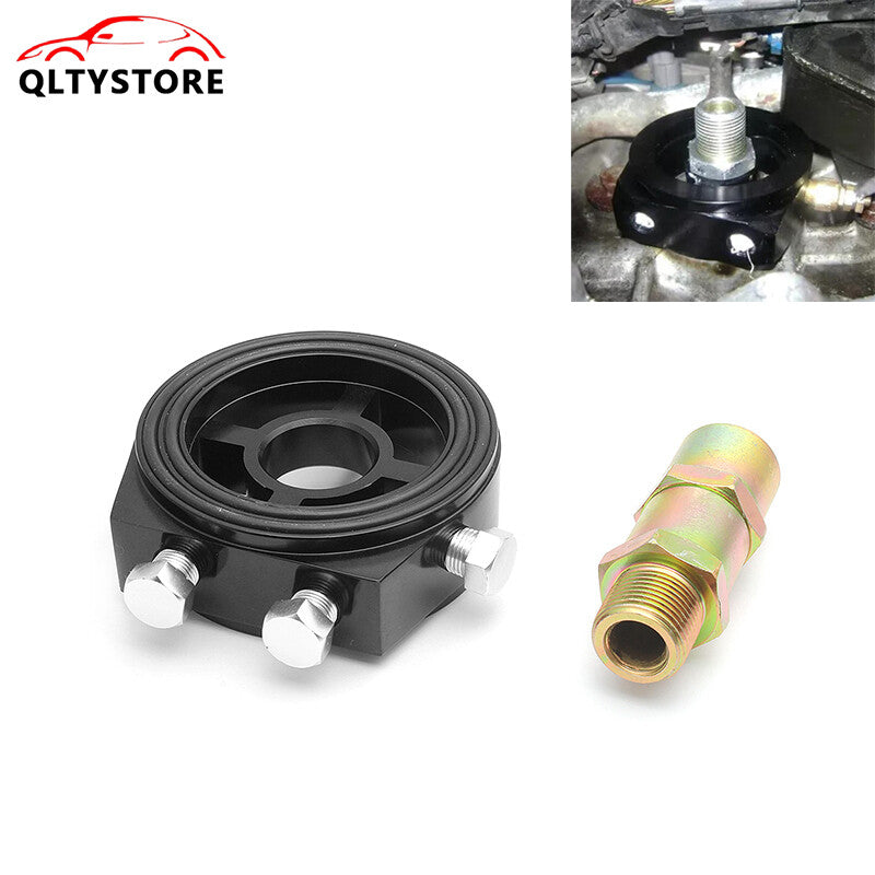 M20x1.5 3/4-16UNF Oil Cooler Filter Sandwich Plate Male Adapter 1/8 NPT Black Q