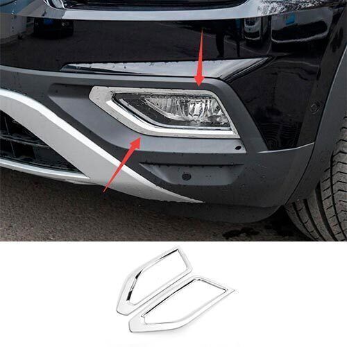 for Volkswagen Atlas 18-2019 Front Fog Bumper Light Lamp Chrome Steel Cover Trim
