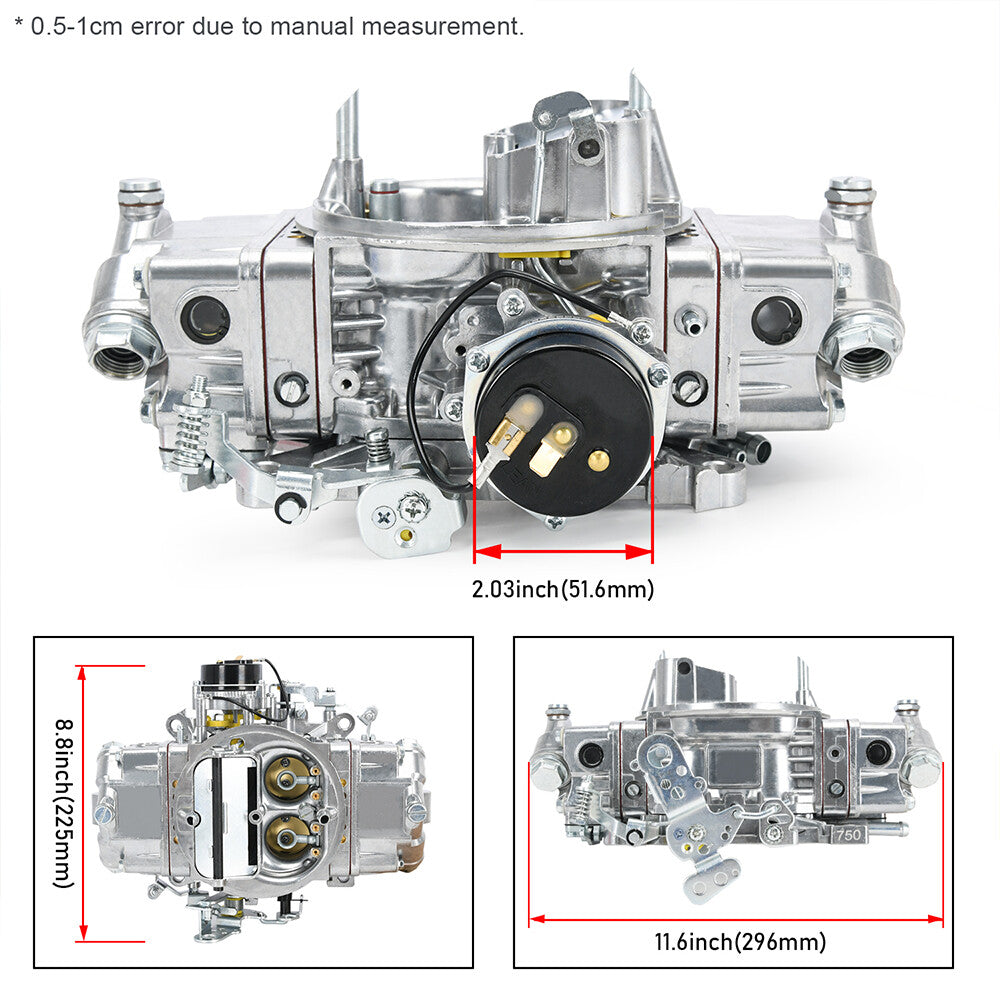 4 Barrel 750 CFM Double Pumper Carburetor Electric Choke Replace BR-67213